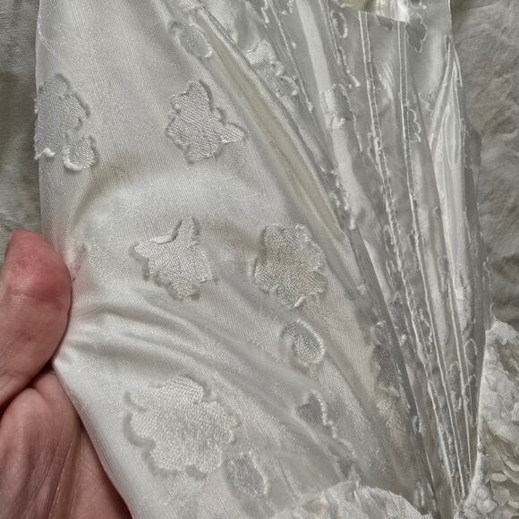 Storia White Corset 3D Floral Ribbon Sleeveless Mini Dress Large Satin Coquette - Picture 7 of 12